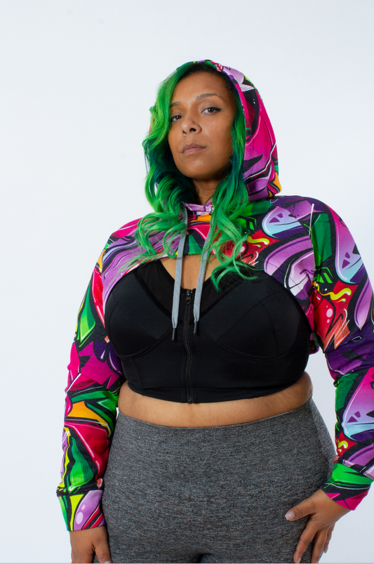 GRAFFITI PRINT CONVERTIBLE HOODIE