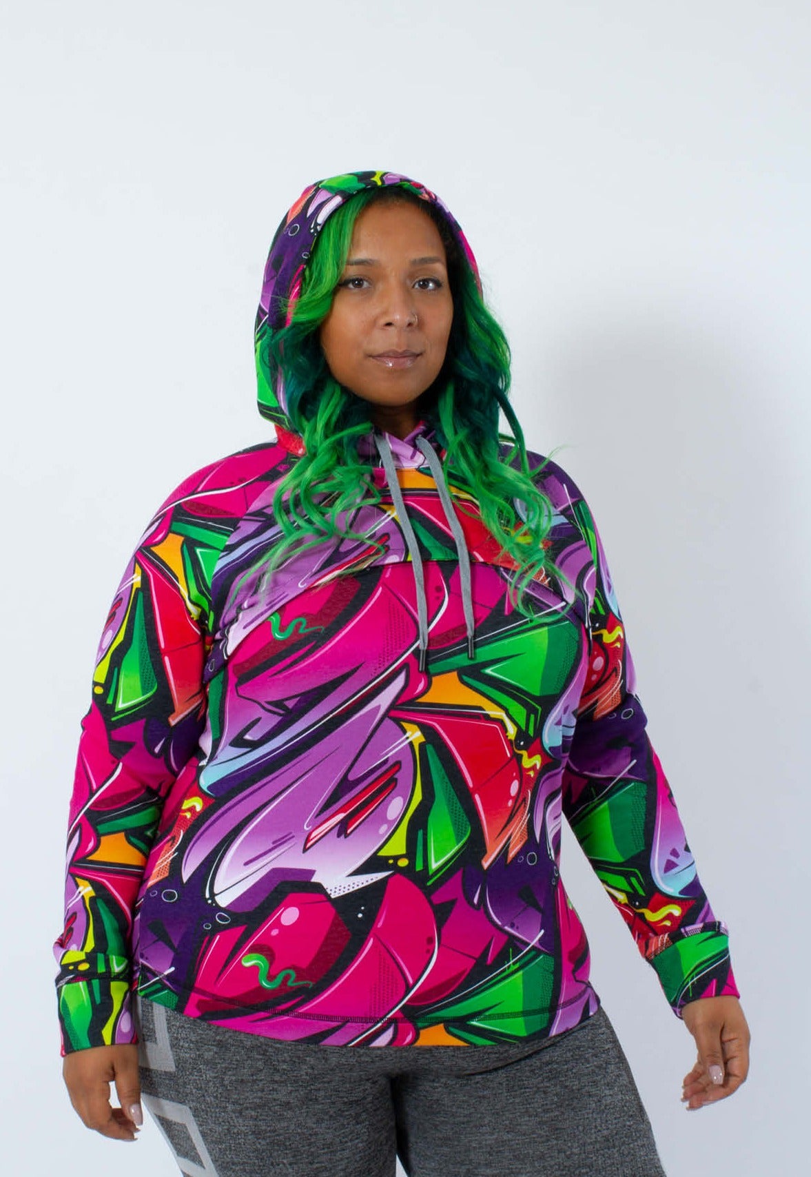 GRAFFITI PRINT CONVERTIBLE HOODIE