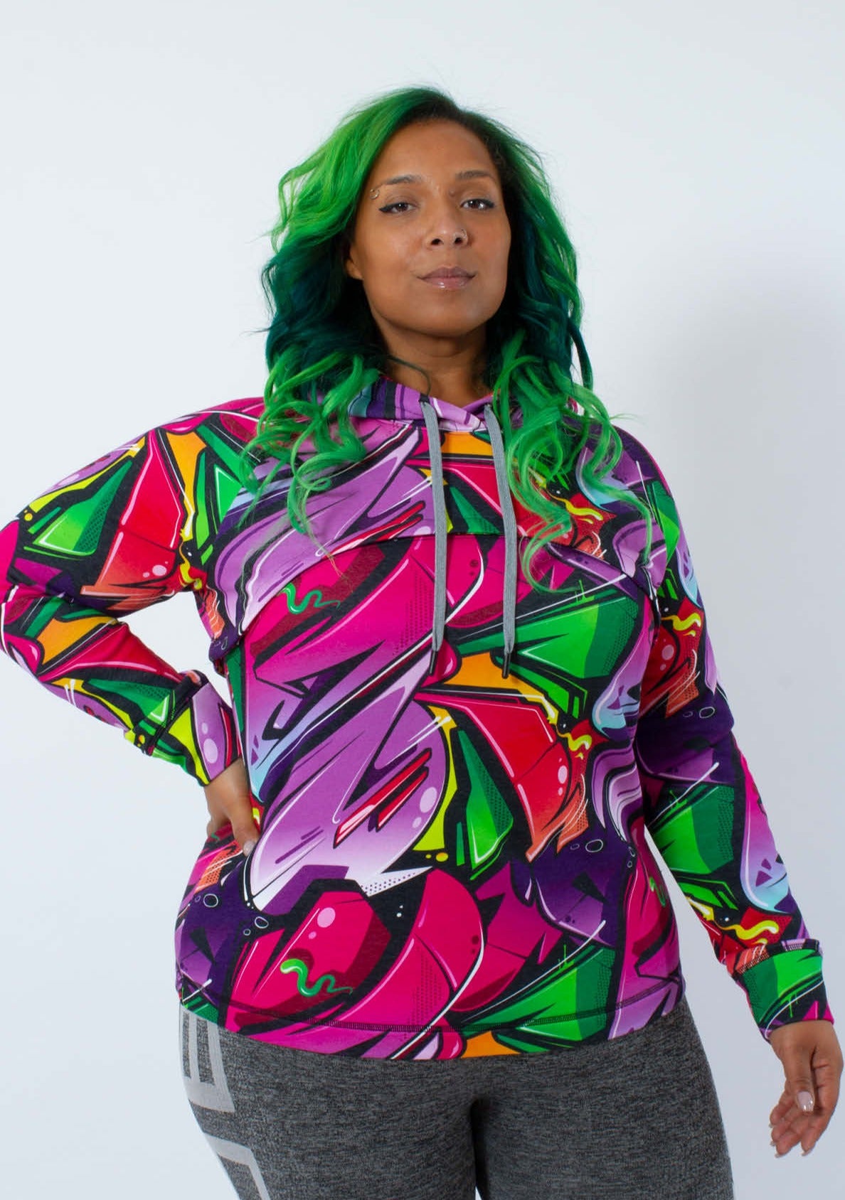 GRAFFITI PRINT CONVERTIBLE HOODIE
