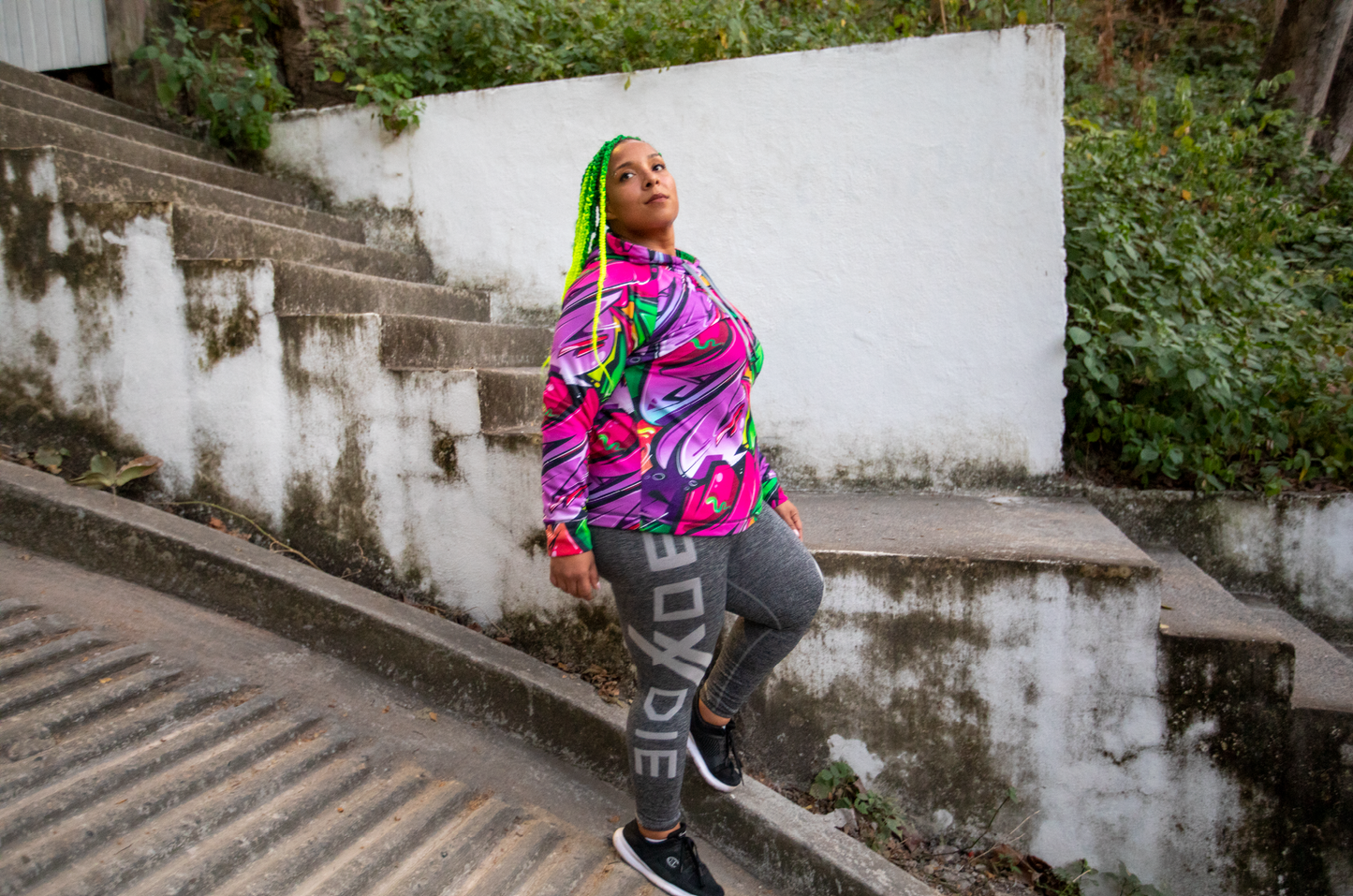 GRAFFITI PRINT CONVERTIBLE HOODIE