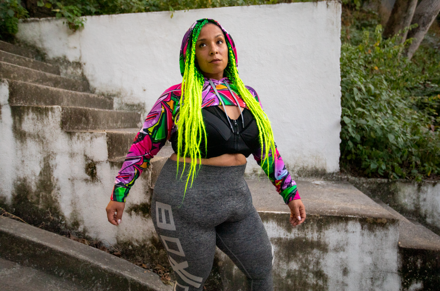 GRAFFITI PRINT CONVERTIBLE HOODIE
